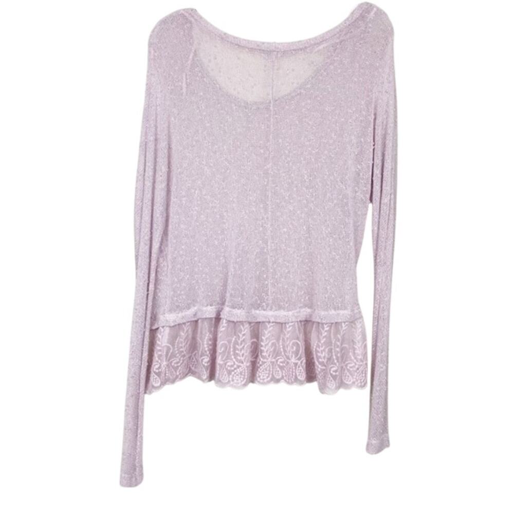 American Eagle Open Knit Sweater Lace Hem Sz M - Picture 2 of 5